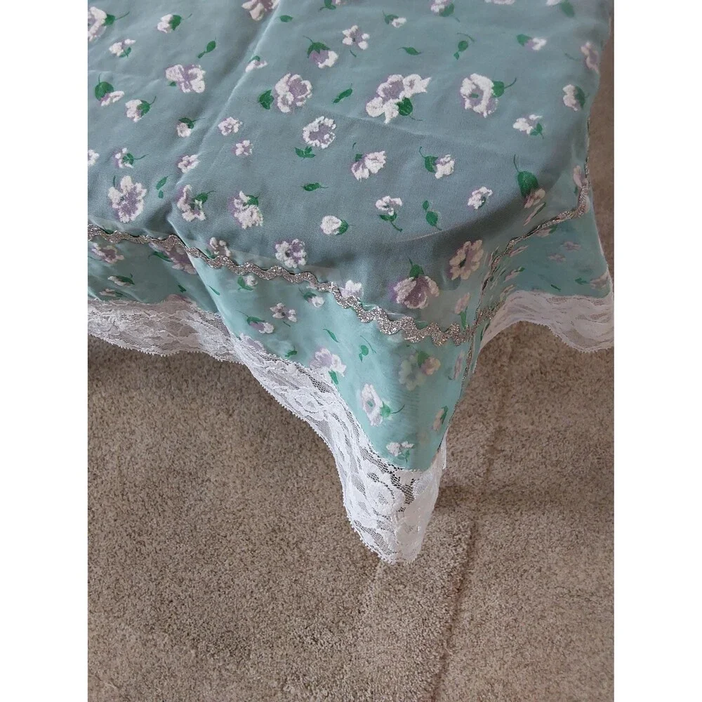 Vintage Organza Tablecloth Small Hand Stitched Trim